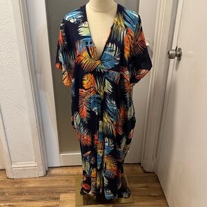 Tropical Leaf Print Muu Muu  Dress